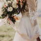 Vintage Long Sleeve Ivory Lace Chiffon Scoop Wedding Dresses Country Wedding Gowns