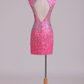 Homecoming Dress V Neck Short/Mini Beaded Sheath/Column Lace