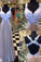 V-neck Applique Backless Long Chiffon Criss Cross A-Line Sleeveless Prom Dresses JS72