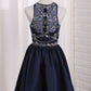 New Arrival A Line Satin Scoop Beaded Bodice Homecoming Dresses
