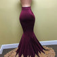 Spandex Halter With Applique Mermaid Sweep Train Prom Dresses