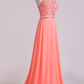 Halter Prom Dresses A Line Chiffon & Tulle Sweep Train With Beading