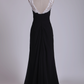 Straps With Applique And Ruffles Prom Dresses A Line Chiffon Floor Length