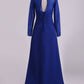 Mother Of The Bride Dresses Long Sleeves Chiffon With Applique Open Back Dark Royal Blue