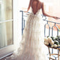 Lace A Line Sexy Spaghetti Straps Backless Beach Vintage Illusion Wedding Dresses