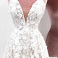 Unique Spaghetti Straps Lace Appliques V Neck Wedding Dresses, Long Wedding Gowns SRS15466