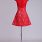 Lace Bateau Homecoming Dress A Line Red Short/Mini