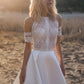 Sexy Lace Appliques High Neck Country Wedding Dresses, Beach Bridal Dresses SRS15528