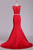 Bateau Prom Dresses Mermaid  Two Pieces Satin & Lace With Beading