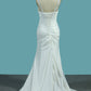 2024 Stretch Satin Wedding Dresses Mermaid With Beads And Ruffles New Arrival