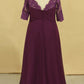 Plus Size Scoop V Back With Applique And Ruffles Chiffon Mother Of The Bride Dresses Grape