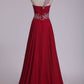 Chiffon One Shoulder With Beads And Ruffles A Line Prom Dress