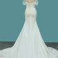 2024 Wedding Dresses Mermaid Satin Off The Shoulder With Applique And Beads Cathedral Train