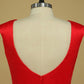 2024 Red Sheath Bateau Mother Of The Bride Dresses Satin With Sash Open Back