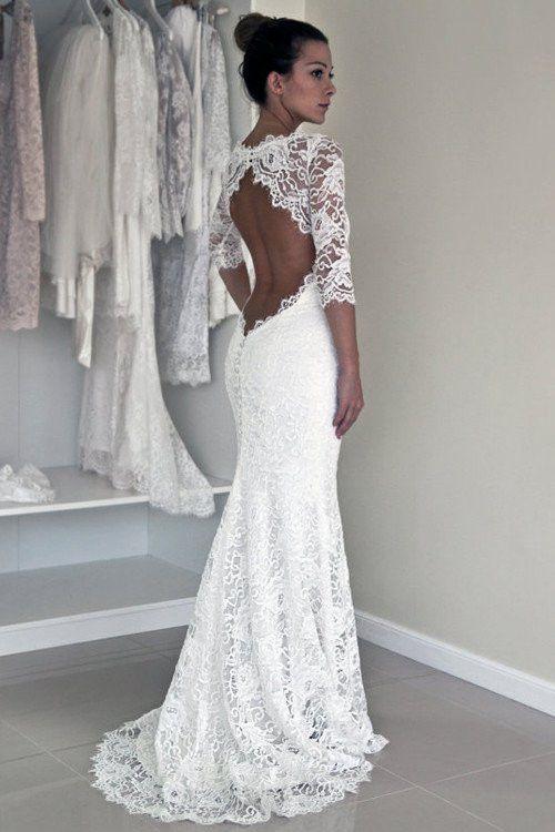 2024 Long Sleeve Lace Open Back Mermaid Long Custom Affordable Wedding Dresses