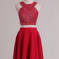 Two-Piece Scoop With Beading Chiffon A Line Homecoming Dresses