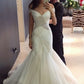 2024 Popular Off The Shoulder Mermaid/Trumpet Wedding Dresses With Ruffles Lace Up