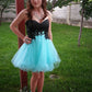 Litzy A-Line Sweetheart Lace-up Light Blue Short Homecoming Dresses 2024 with Lace