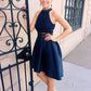 A-Line Jewel Navy Blue Homecoming Dresses Serena 2024 with Lace