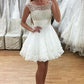 A-Line Shaniya Homecoming Dresses Crew Neck Short White 2024 with Lace Beading