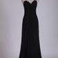 Straps With Applique And Ruffles Prom Dresses A Line Chiffon Floor Length