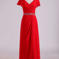 Mother Of The Bride Dresses V-Neck Floor-Length Chiffon With Beading Waist Line