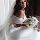 Ball Gown Off the Shoulder Satin White Sweetheart Wedding Dresses, Wedding Gowns SRS15062