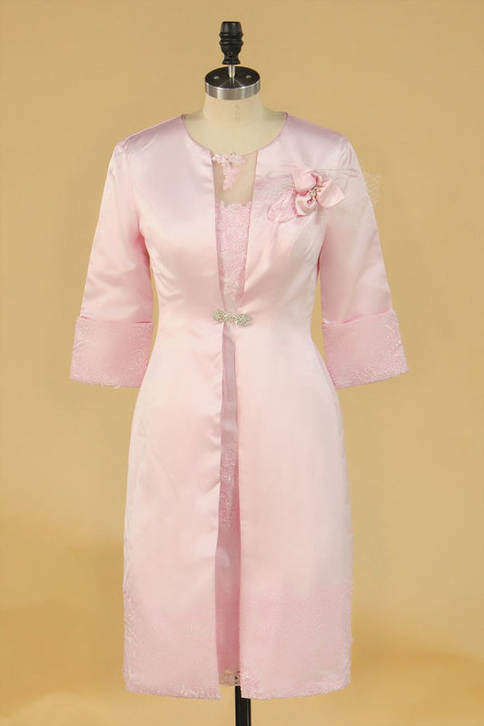 2024 Scoop With Applique And Jacket Mother Of The Bride Dresses Satin
