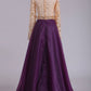 Long Sleeves Prom Dresses Scoop A Line With Applique And Beads Floor Length