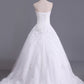 2024 Hot Wedding Dresses A Line Strapless Tulle With Applique Court Train