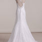 2024 Lace V Neck Open Back Mermaid Wedding Dresses With Applique
