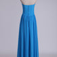A Line Sweetheart Ruched Bodice Prom Dress Chiffon Floor Length