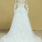 Hot Long Sleeves Wedding Dresses Scoop Tulle With Applique
