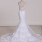 2024 Open Back Mermaid Spaghetti Straps Wedding Dresses Tulle With Applique And Beads