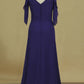 2024 Chiffon Mother Of The Bride Dresses V Neck With Beads And Slit