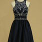 Short/Mini Scoop Satin With Beading A Line Homecoming Dresses