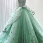 Modest Ball Gown Lace Up Princess Prom Dresses Quinceanera Dresses