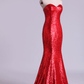 Hot Red Mermaid/Trumpet Evening Dresses Sweetheart Sequined Bodice