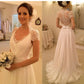 Short Sleeves Wedding Dresses A Line Chiffon With Applique And Sash