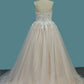2024 A Line Sweetheart Tulle With Applique Court Train Wedding Dresses