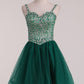 New Arrival Spaghetti Straps With Beading Tulle Short/Mini Homecoming Dresses