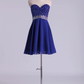 A Line Homecoming Dresses Dark Royal Blue Chiffon Mini With Beading