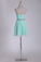 Mint Homecoming Dresses Halter A-Line Short/Mini Chiffon With Beading