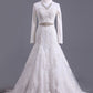 2024 Muslim Wedding Dresses Mermaid High Neck Tulle With Applique Court Train