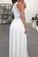 High Neck A Line Chiffon & Lace Floor Length Prom Dresses