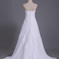 Wedding Dresses Strapless Tulle With Applique Chapel Train