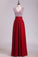 V Neck A Line Sequined Bodice Prom Dresses Chiffon Floor Length