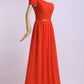 2024 One Shoulder Bridesmaid Dresses A-Line Chiffon Ruched Bodice