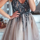 A-Line/Princess Halter Luz Sleeveless Homecoming Dresses Floor-Length Ruched Chiffon Bridesmaid Dresses