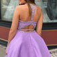 Two Piece Scoop Beading  Homecoming Dress  Short/Mini